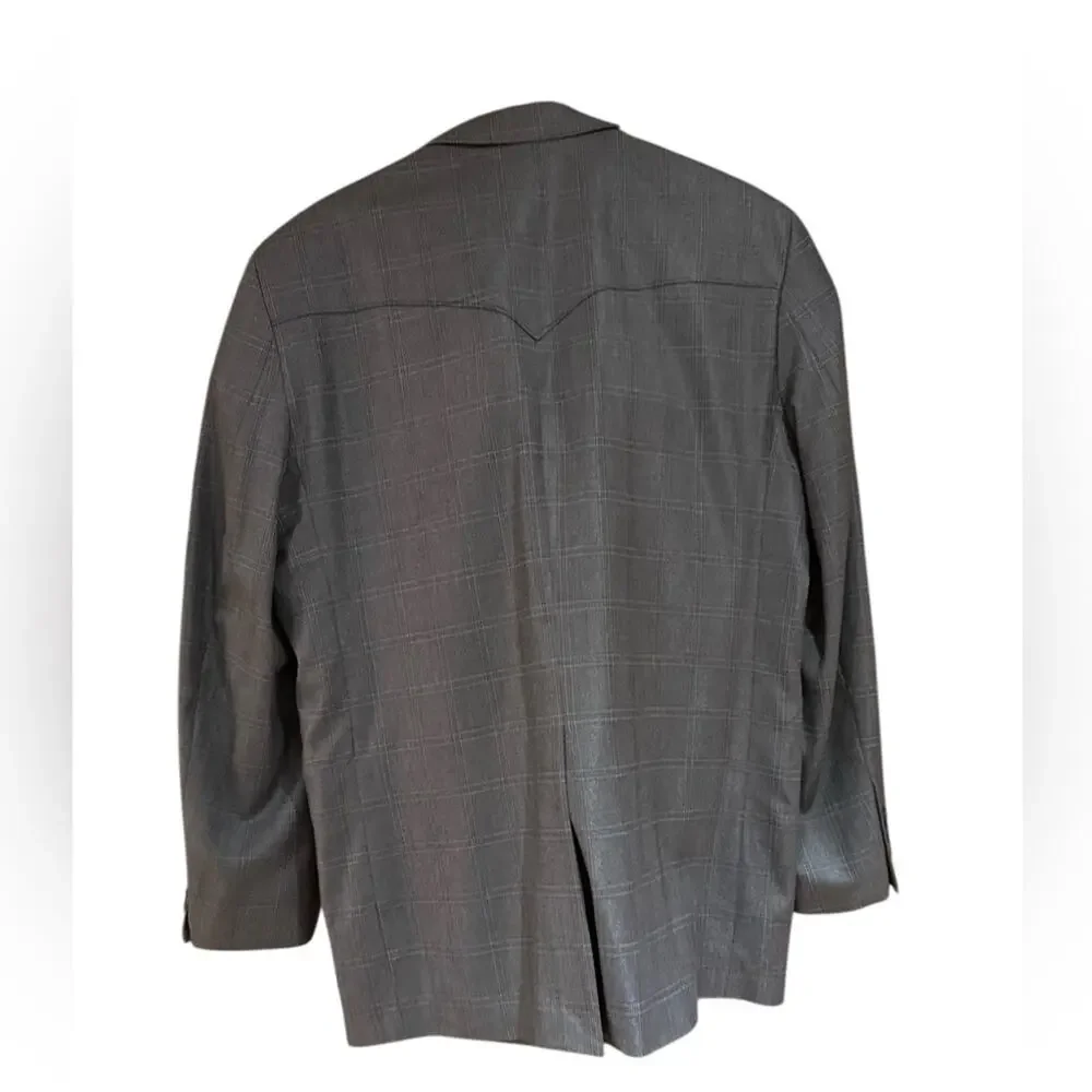 Circle S Men's 44R Western Style Gray Windowpane Blazer